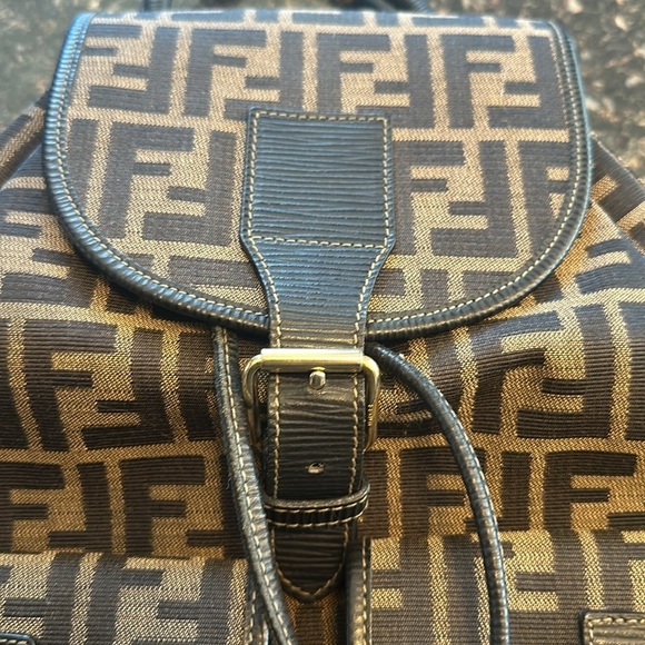 Fendi Zucca Bag Pack Canvas Leather Brown Black Backpack Rucksack with COA - Picture 8 of 16